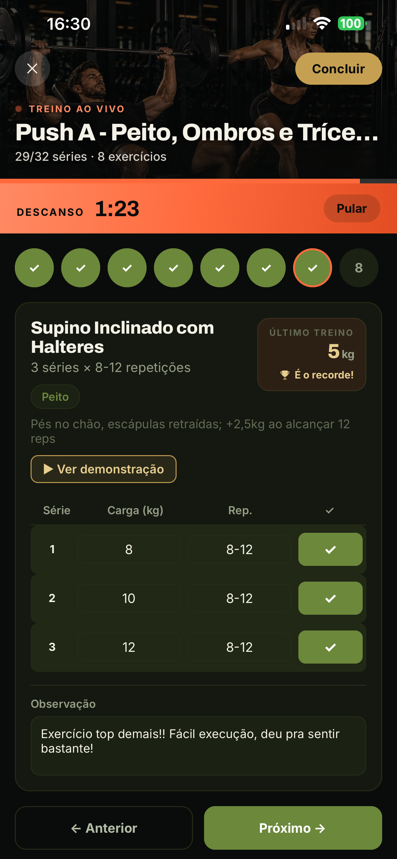 Treino ao vivo